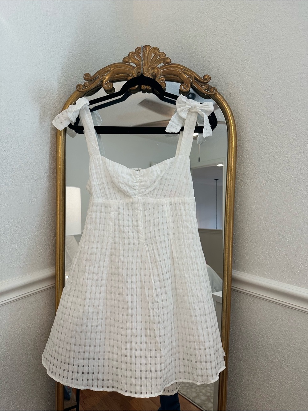 American Threads White Tie-Strap Mini Dress